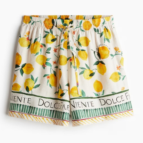 2/25 H&M Lemon Shorts Bermuda Culotte Resort Dressy Boxer Short Print viral - Picture 7 of 7